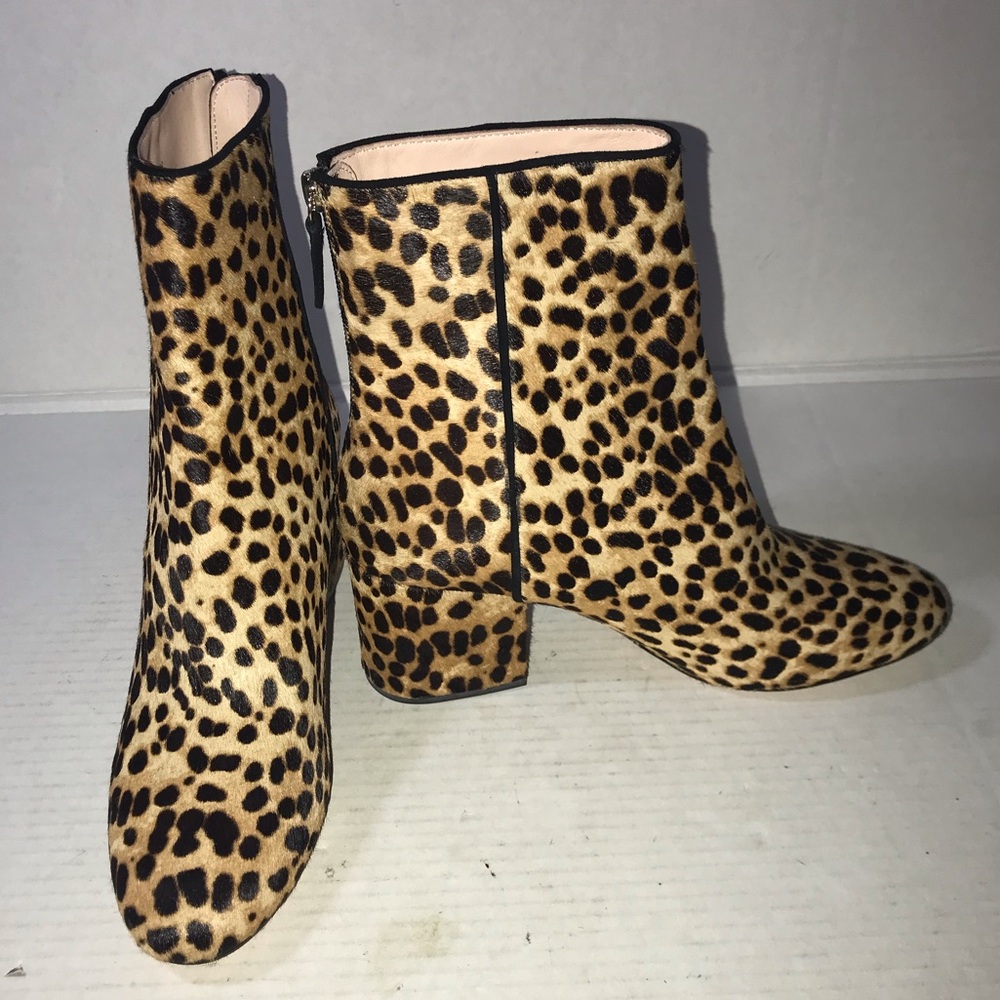 NWOB   J.Crew Womens Sadie Calf Hair Cheetah Ankle Boots Sz 9